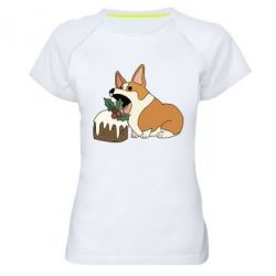 Жіноча футболка для спорту Corgi loves winter holidays - PrintSalon