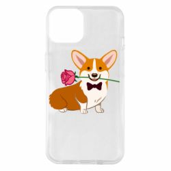 Чехол для iPhone 14 Corgi With A Rose