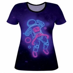 Жіноча 3D футболка Cosmonaut neon - PrintSalon