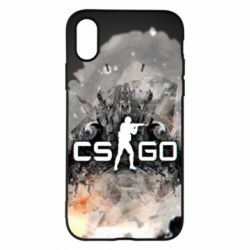 Чехол для iPhone X/Xs Counter Strike white logo