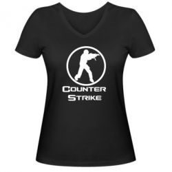 Женская футболка с V-образным вырезом Counter Strike - PrintSalon