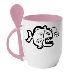 Чашка с ложкой Crazy fish - PrintSalon