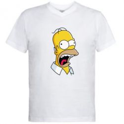 Мужская футболка  с V-образным вырезом Crazy Homer! - PrintSalon