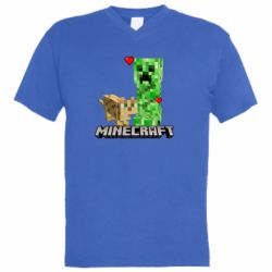 Мужская футболка  с V-образным вырезом Creeper and Cat