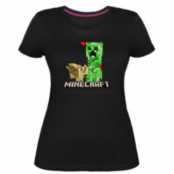Женская премиум футболка Creeper and Cat - PrintSalon