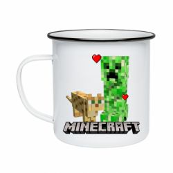 Кружка эмалированная Creeper and Cat - PrintSalon