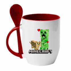 Чашка с ложкой Creeper and Cat - PrintSalon