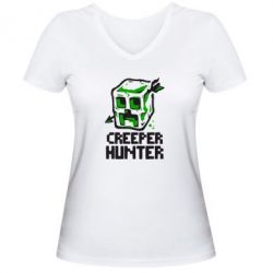 Женская футболка с V-образным вырезом Creeper Hunter - PrintSalon