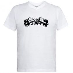 Мужская футболка  с V-образным вырезом CrossFit Champ - PrintSalon