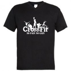 Мужская футболка  с V-образным вырезом Crossfit No pain No Gain - PrintSalon