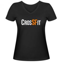 Женская футболка с V-образным вырезом CrossFit SF - PrintSalon