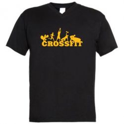Мужская футболка  с V-образным вырезом Crossfit - PrintSalon