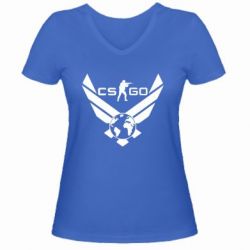 Женская футболка с V-образным вырезом CS GO - PrintSalon