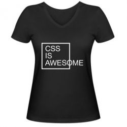 Женская футболка с V-образным вырезом CSS is awesome - PrintSalon