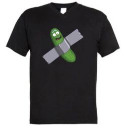 Мужская футболка  с V-образным вырезом Cucumber rick glued with tape - PrintSalon