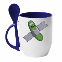 Чашка с ложкой Cucumber rick glued with tape - PrintSalon