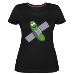Женская премиум футболка Cucumber rick glued with tape - PrintSalon