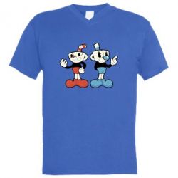 Мужская футболка  с V-образным вырезом Cuphead
