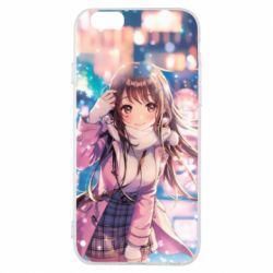 Чехол для iPhone 6/6S Cute anime girl and winter - PrintSalon