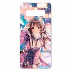 Чехол для Samsung S10+ Cute anime girl and winter - PrintSalon