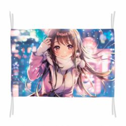 Флаг Cute anime girl and winter - PrintSalon