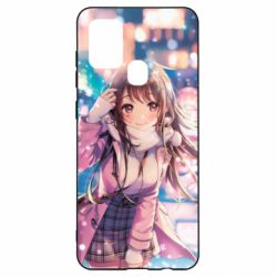 Чехол для Samsung A21s Cute anime girl and winter - PrintSalon