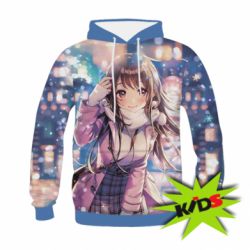 Детское 3D худи Cute anime girl and winter - PrintSalon