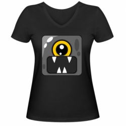 Женская футболка с V-образным вырезом Cute black boss - PrintSalon