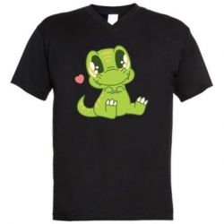 Мужская футболка  с V-образным вырезом Cute dinosaur - PrintSalon