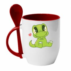 Чашка с ложкой Cute dinosaur - PrintSalon