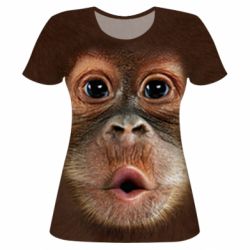 Жіноча 3D футболка Cute monkey face - PrintSalon