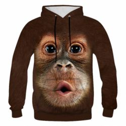 Чоловіче 3D худі Cute monkey face - PrintSalon