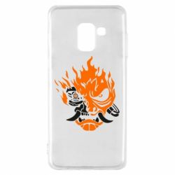 Чехол для Samsung A8 2018 Cyberpunk 2077 fire - PrintSalon