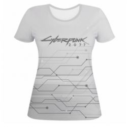 Женская футболка 3D Cyberpunk gray logo - PrintSalon