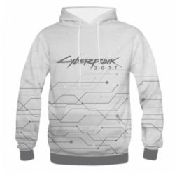 Мужское 3D худи Cyberpunk gray logo - PrintSalon