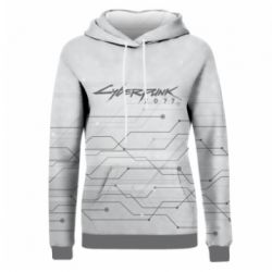 Женское 3D худи Cyberpunk gray logo