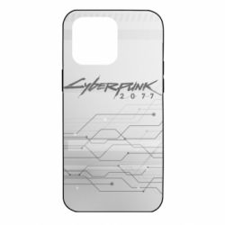 Чехол для iPhone 14 Pro Max Cyberpunk gray logo