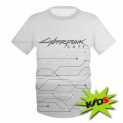 Детская 3D футболка Cyberpunk gray logo - PrintSalon