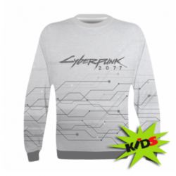 Детский 3D свитшот Cyberpunk gray logo - PrintSalon