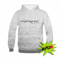Детское 3D худи Cyberpunk gray logo - PrintSalon