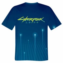 Мужская футболка 3D Cyberpunk with background - PrintSalon