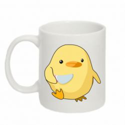 Чашка 320ml Цыпленок с ножом мем