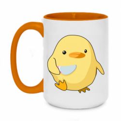 Чашка двухцветная 420ml Цыпленок с ножом мем - PrintSalon