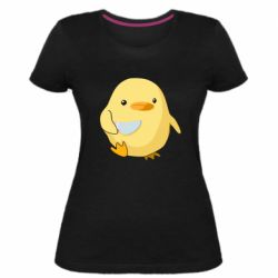 Женская премиум футболка Цыпленок с ножом мем - PrintSalon