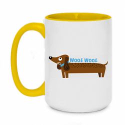 Чашка двухцветная 420ml Dachshund and funny text - PrintSalon