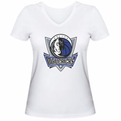 Женская футболка с V-образным вырезом Dallas Mavericks - PrintSalon