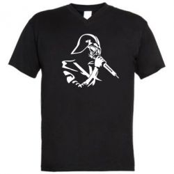 Мужская футболка  с V-образным вырезом Дарт Вейдер караоке - PrintSalon