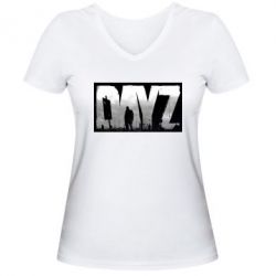 Женская футболка с V-образным вырезом Dayz logo - PrintSalon