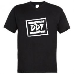 Мужская футболка  с V-образным вырезом DDT (ДДТ) - PrintSalon