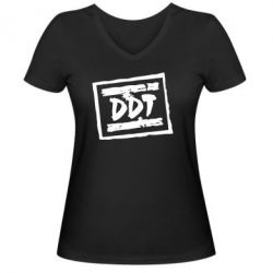 Женская футболка с V-образным вырезом DDT (ДДТ) - PrintSalon